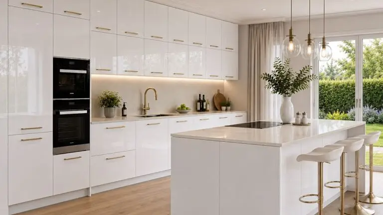 ABSTRAKT doors on an upgrades IKEA Faktum kitchen in High Gloss White